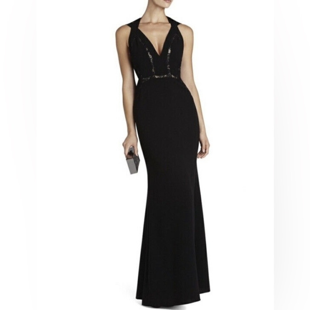 BCBC black event dress with lace details